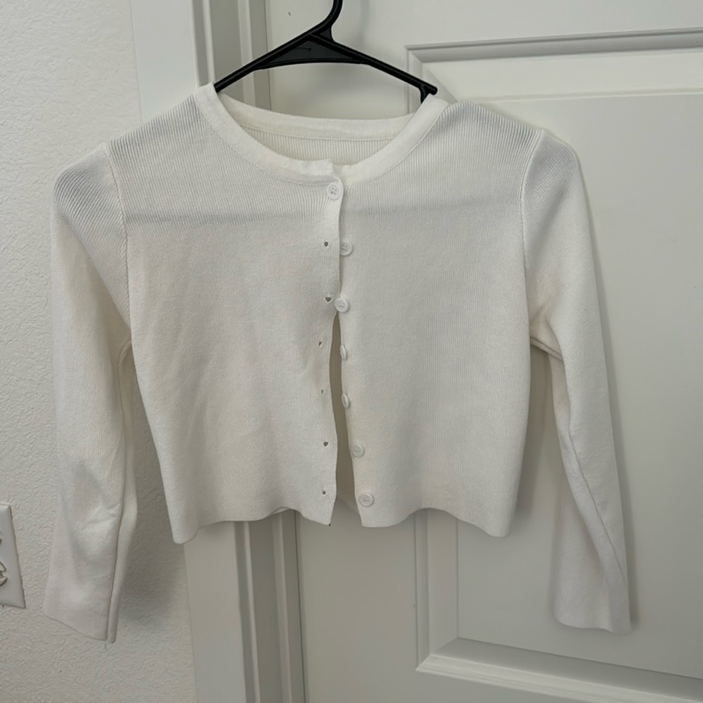 White mid length cardigan